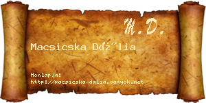 Macsicska Dália névjegykártya